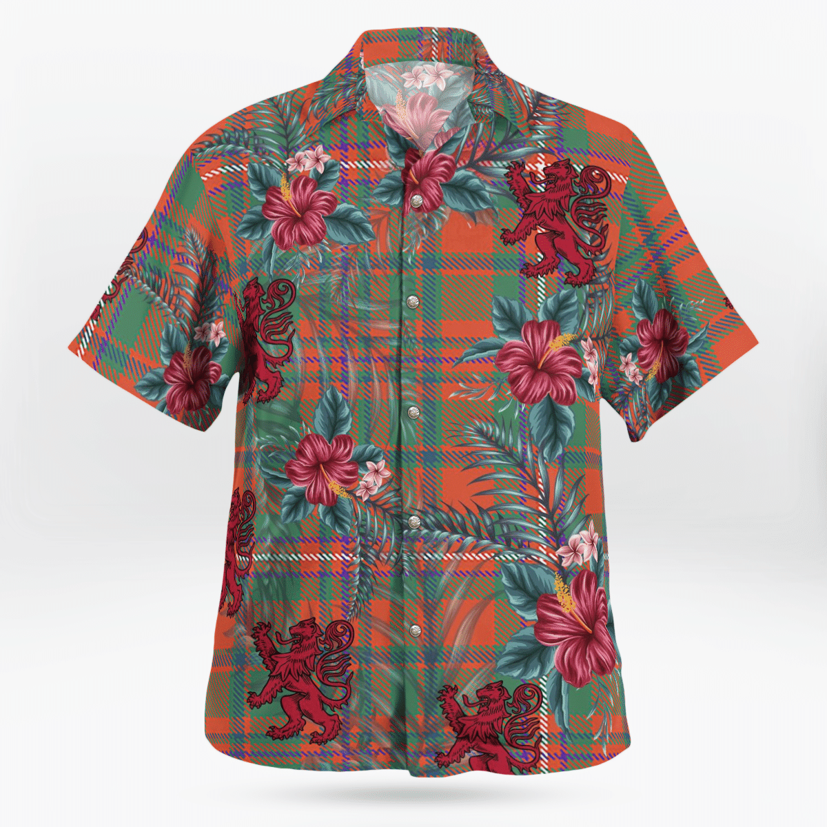 Clan MacKinnon Ancient Tartan Scottish Lion Hawaiian Shirt LO17 MacKinnon Ancient Tartan Tartan Hawaii Shirt   