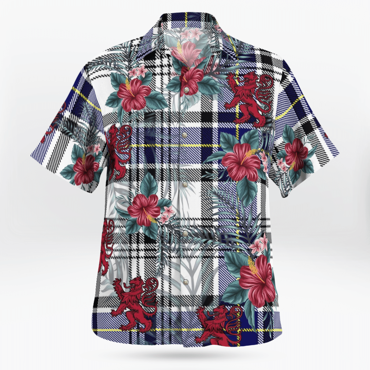 Clan Hannay Tartan Scottish Lion Hawaiian Shirt XS40 Hannay Tartan Tartan Hawaii Shirt   