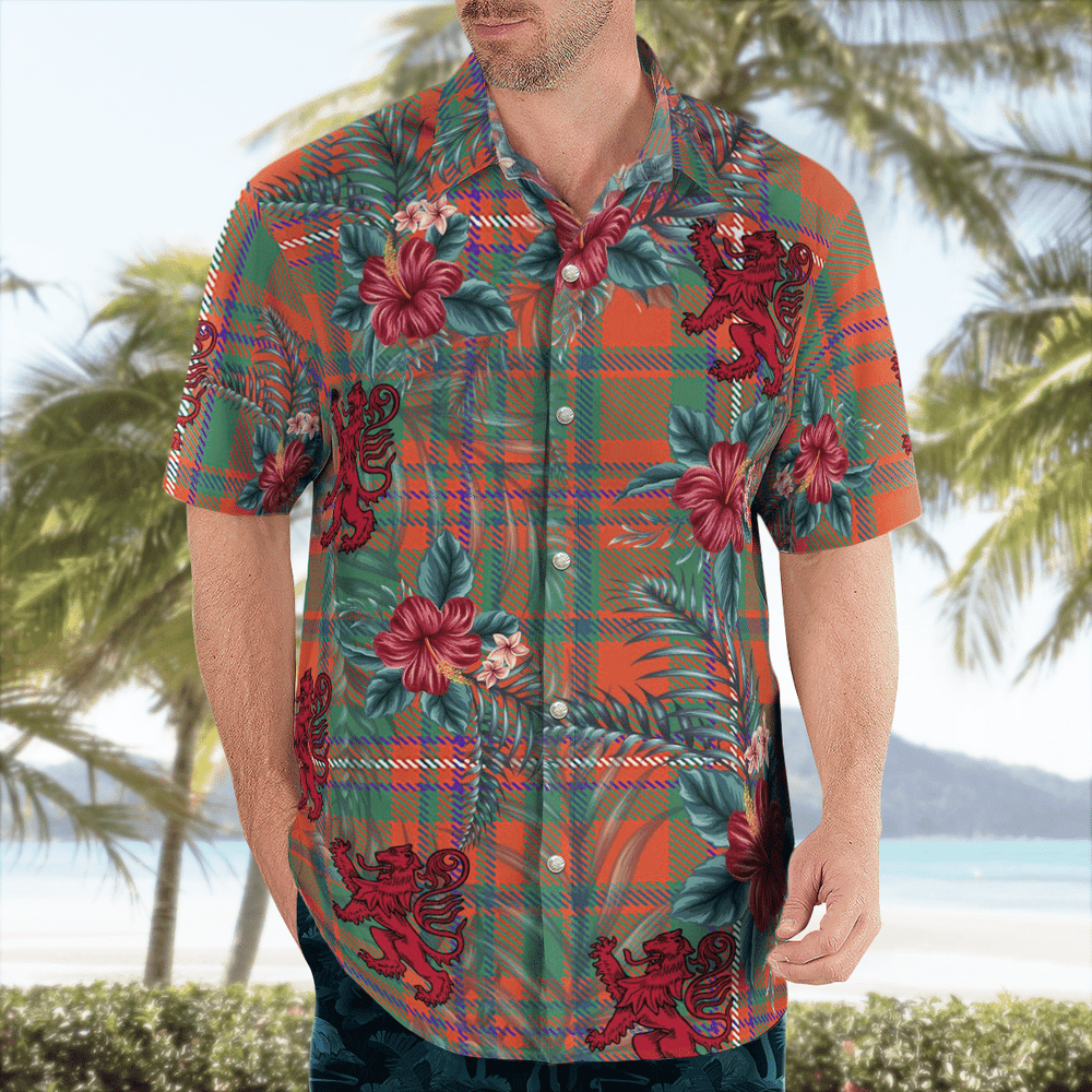 Clan MacKinnon Ancient Tartan Scottish Lion Hawaiian Shirt LO17 MacKinnon Ancient Tartan Tartan Hawaii Shirt   