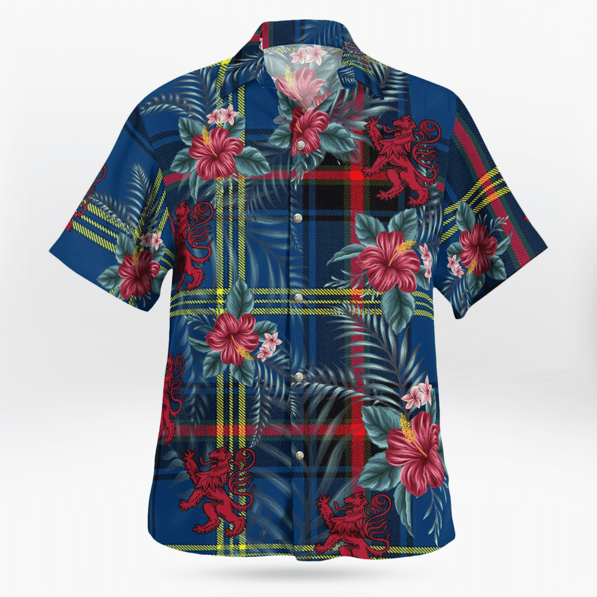 Clan Grewar Tartan Scottish Lion Hawaiian Shirt RK30 Grewar Tartan Tartan Hawaii Shirt   