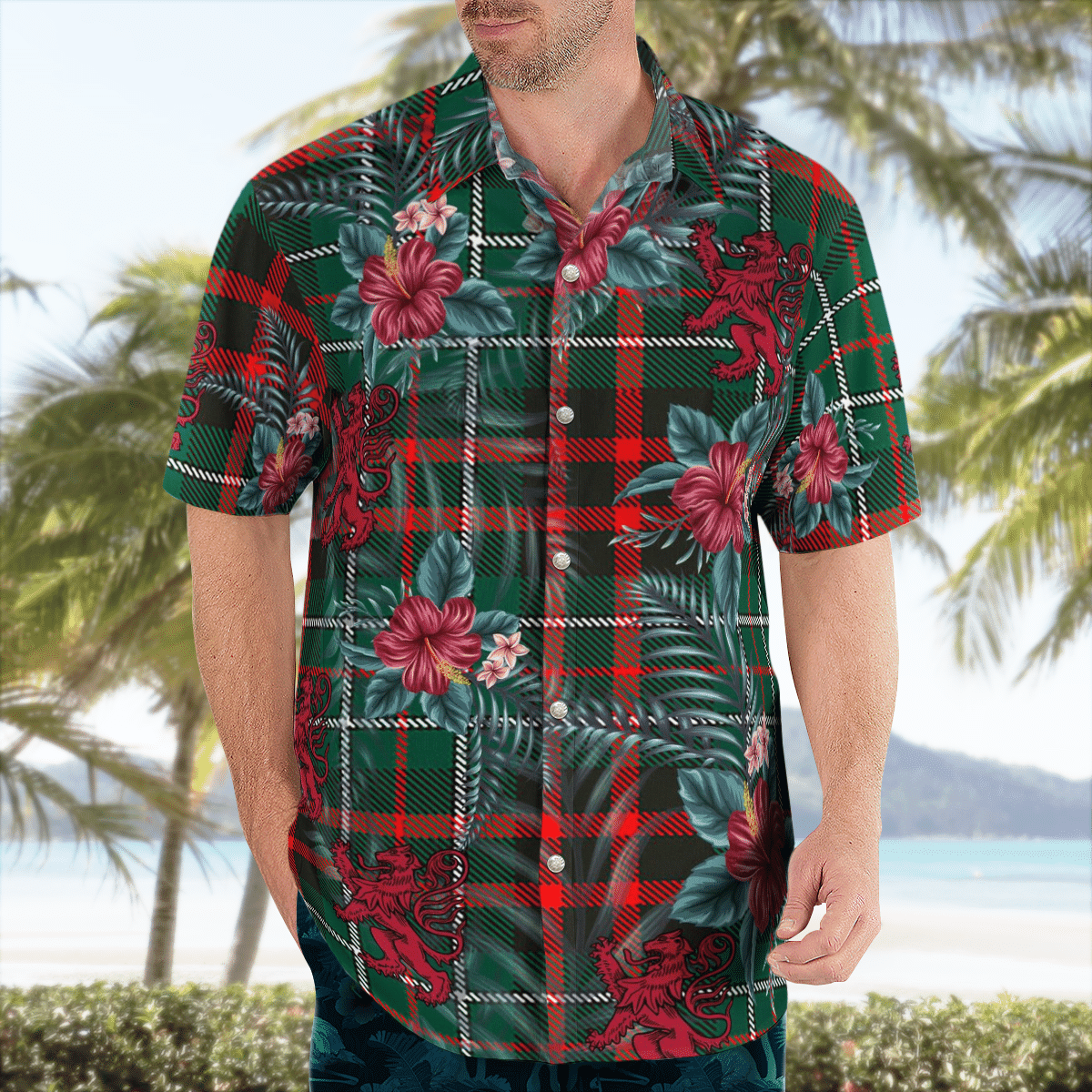 Clan MacDiarmid Modern Tartan Scottish Lion Hawaiian Shirt WT50 MacDiarmid Modern Tartan Tartan Hawaii Shirt   