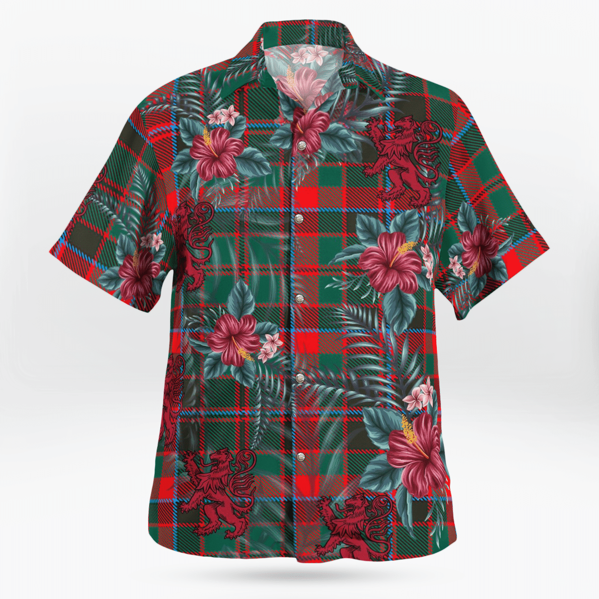Clan Cumming Hunting Modern Tartan Scottish Lion Hawaiian Shirt TB78 Cumming Hunting Modern Tartan Tartan Hawaii Shirt   
