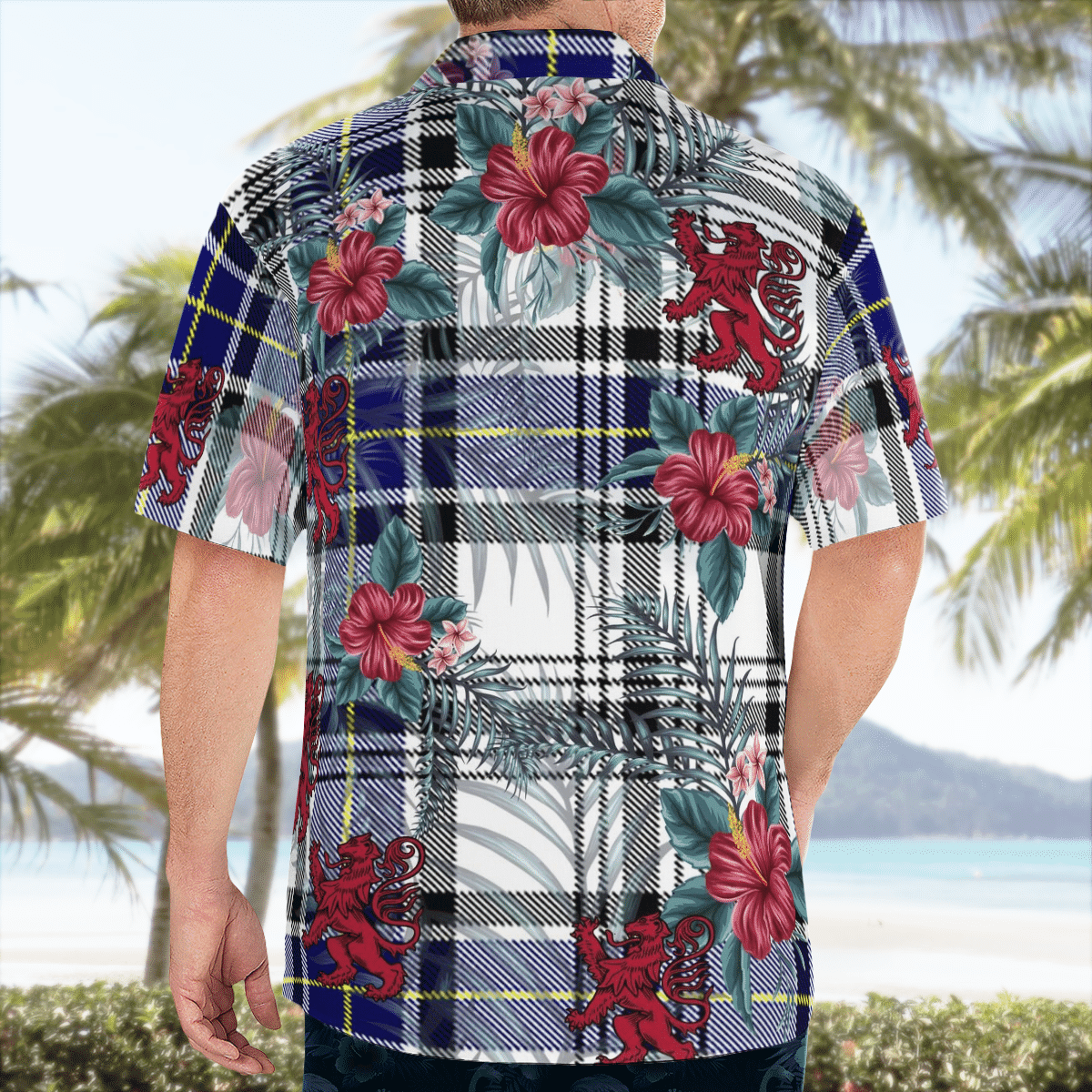 Clan Hannay Tartan Scottish Lion Hawaiian Shirt XS40 Hannay Tartan Tartan Hawaii Shirt   
