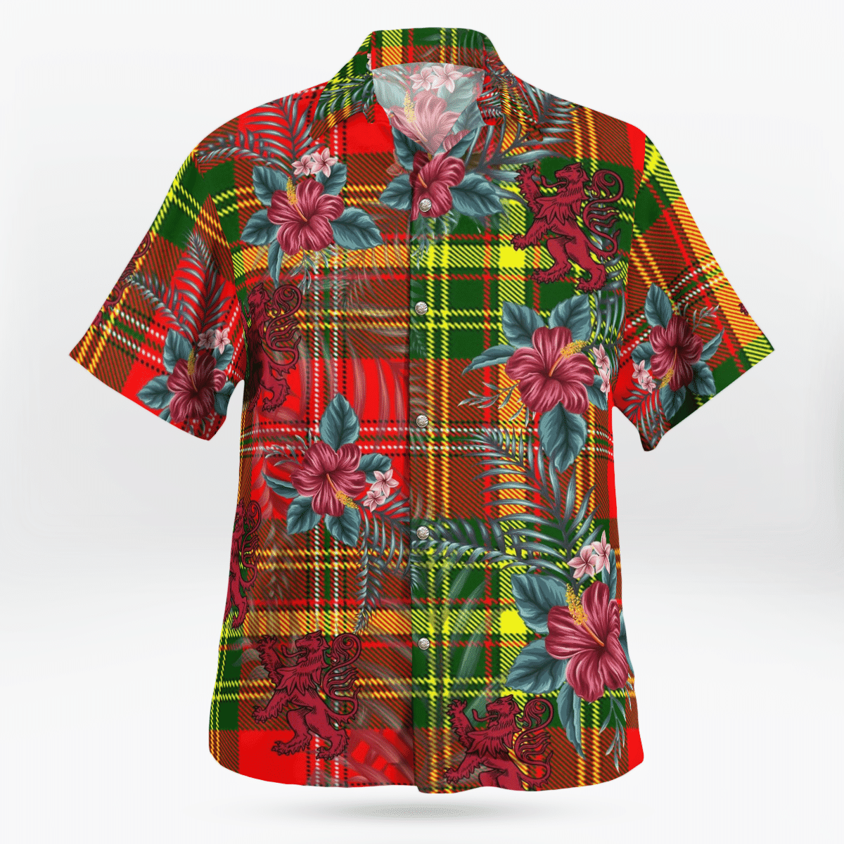 Clan Leask Tartan Scottish Lion Hawaiian Shirt DQ60 Leask Tartan Tartan Hawaii Shirt   