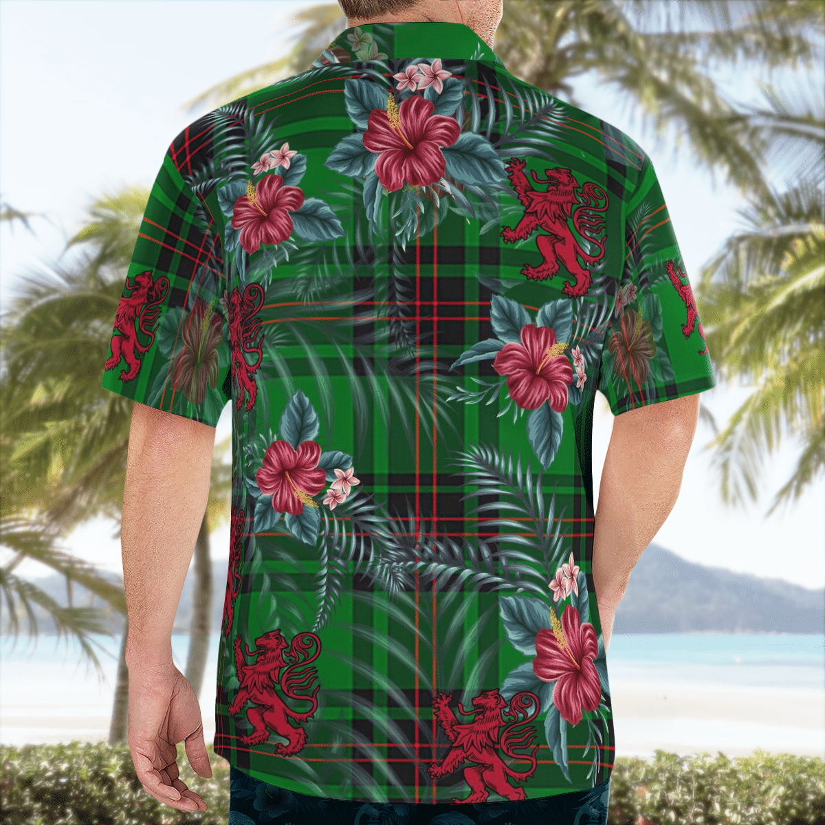 Clan Halkerston Tartan Scottish Lion Hawaiian Shirt TX76 Halkerston Tartan Tartan Hawaii Shirt   