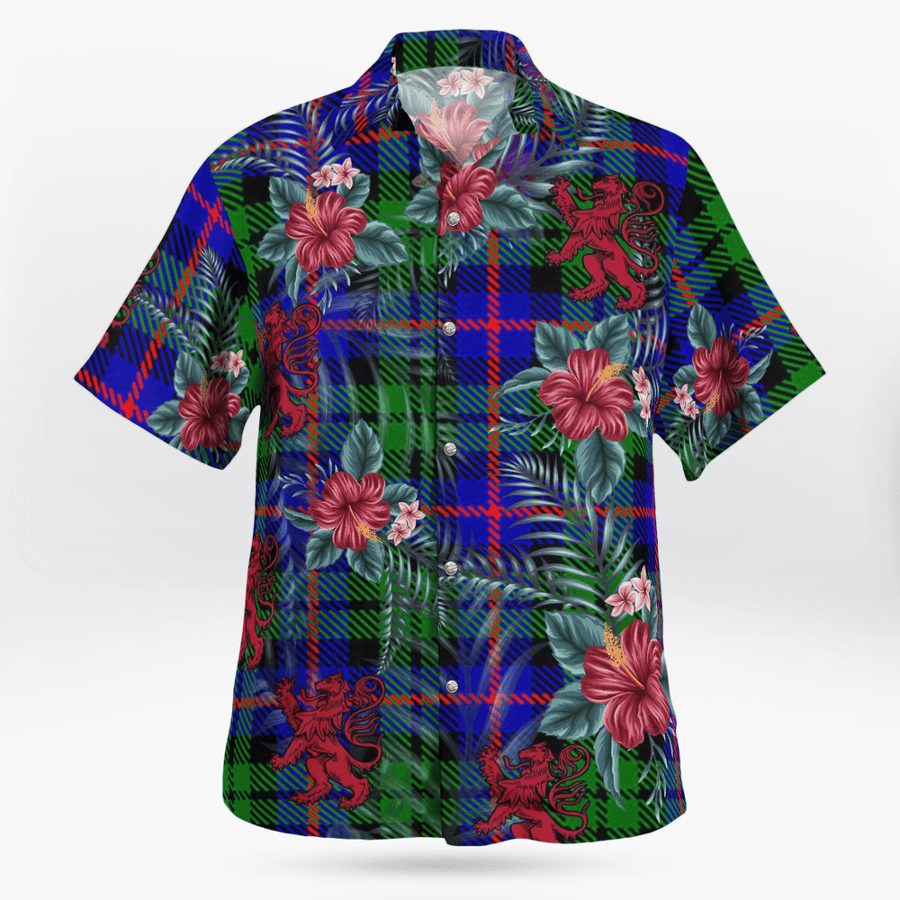 Clan Durham District Tartan Scottish Lion Hawaiian Shirt EK85 Durham District Tartan Tartan Hawaii Shirt   