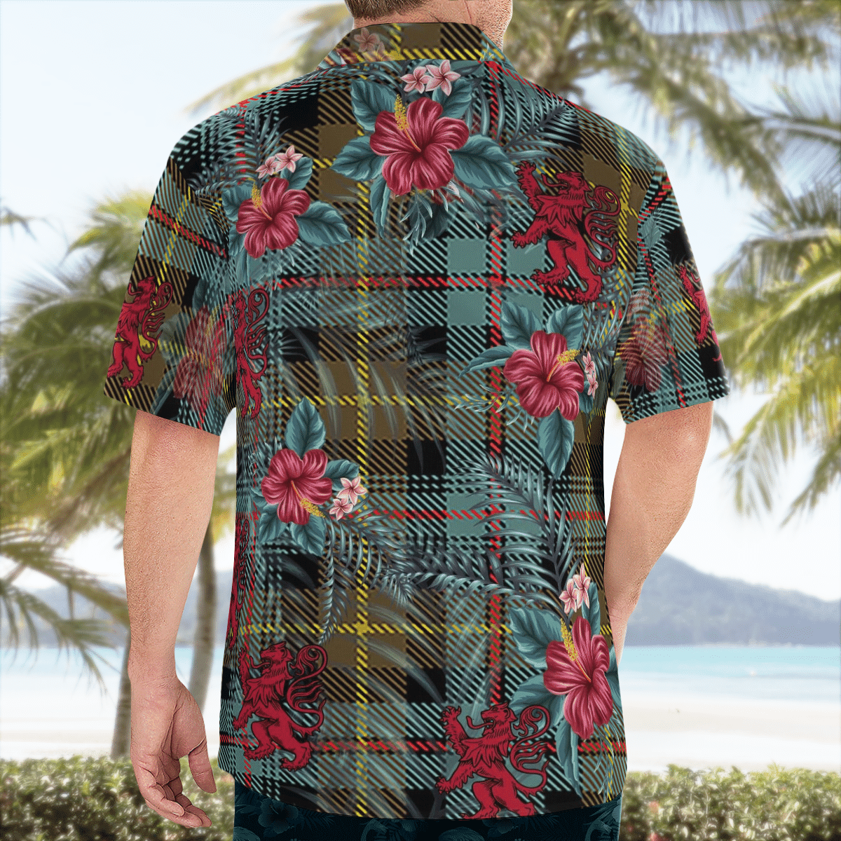 Clan Farquharson Weathered  Tartan Scottish Lion Hawaiian Shirt MS39 Farquharson Weathered Tartan Tartan Hawaii Shirt   