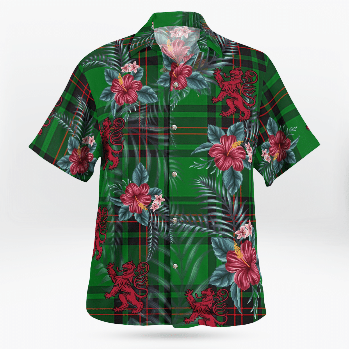 Clan Halkerston Tartan Scottish Lion Hawaiian Shirt TX76 Halkerston Tartan Tartan Hawaii Shirt   