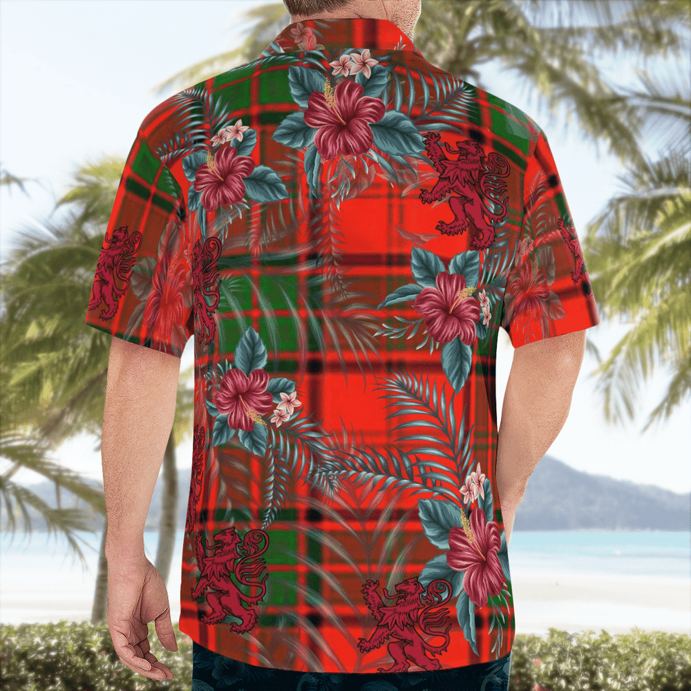Clan Maxtone Tartan Scottish Lion Hawaiian Shirt OG38 Maxtone Tartan Tartan Hawaii Shirt   