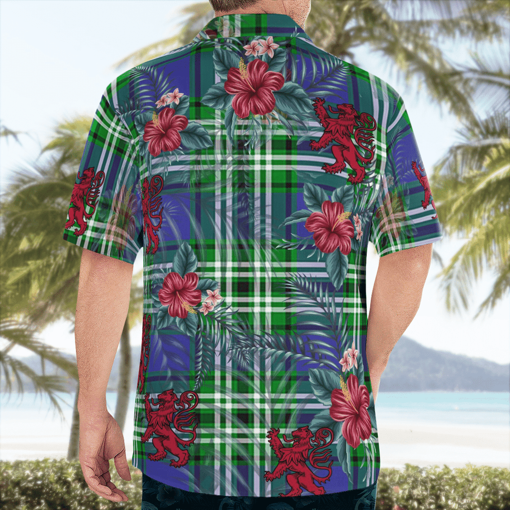 Clan Learmonth Tartan Scottish Lion Hawaiian Shirt TZ57 Learmonth Tartan Tartan Hawaii Shirt   