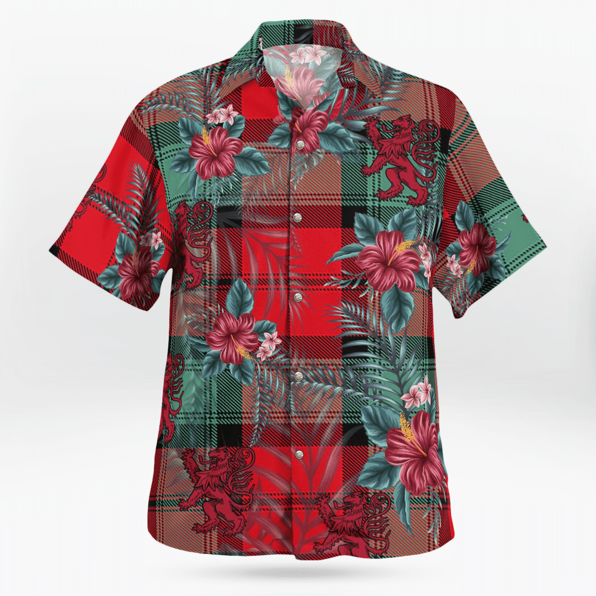 Clan Kerr Ancient Tartan Scottish Lion Hawaiian Shirt YU49 Kerr Ancient Tartan Tartan Hawaii Shirt   