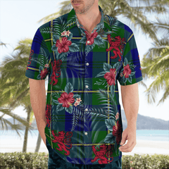 Clan Johnston Modern Tartan Scottish Lion Hawaiian Shirt GC38 Johnston Modern Tartan Tartan Hawaii Shirt   