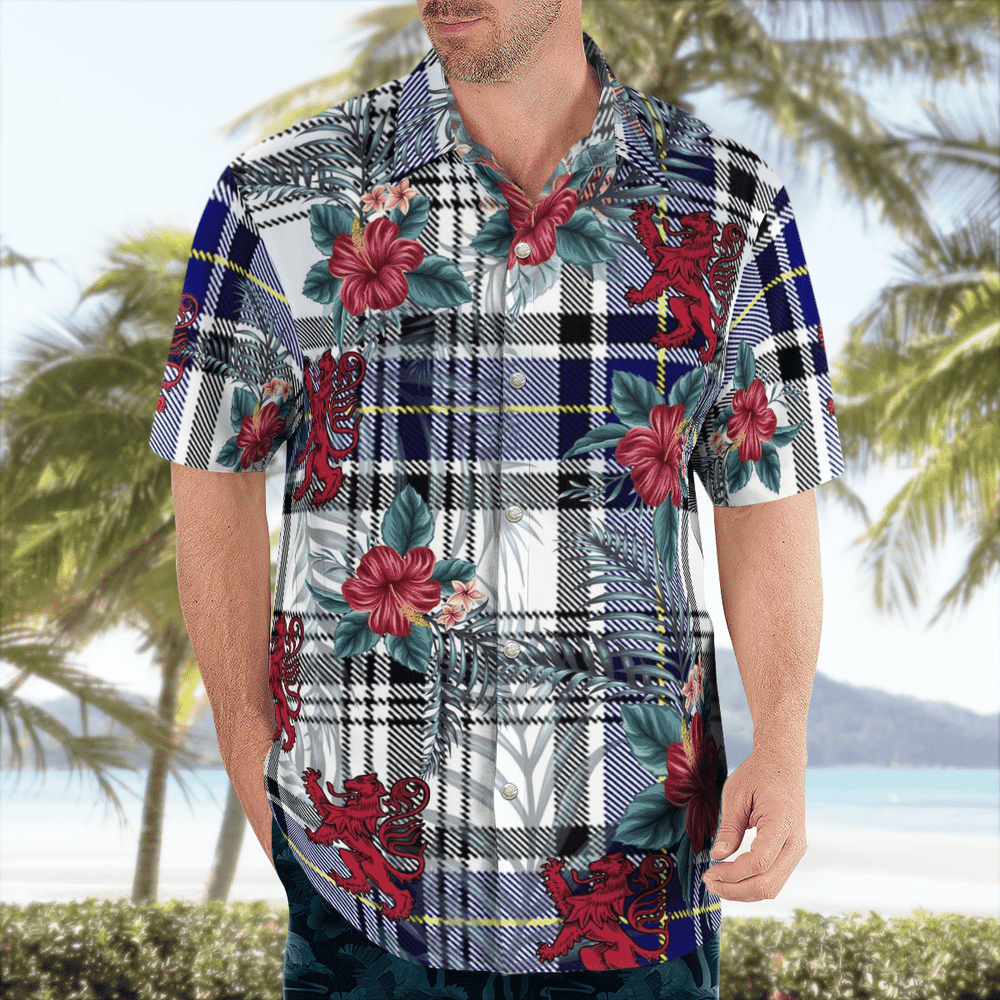 Clan Hannay Tartan Scottish Lion Hawaiian Shirt XS40 Hannay Tartan Tartan Hawaii Shirt   