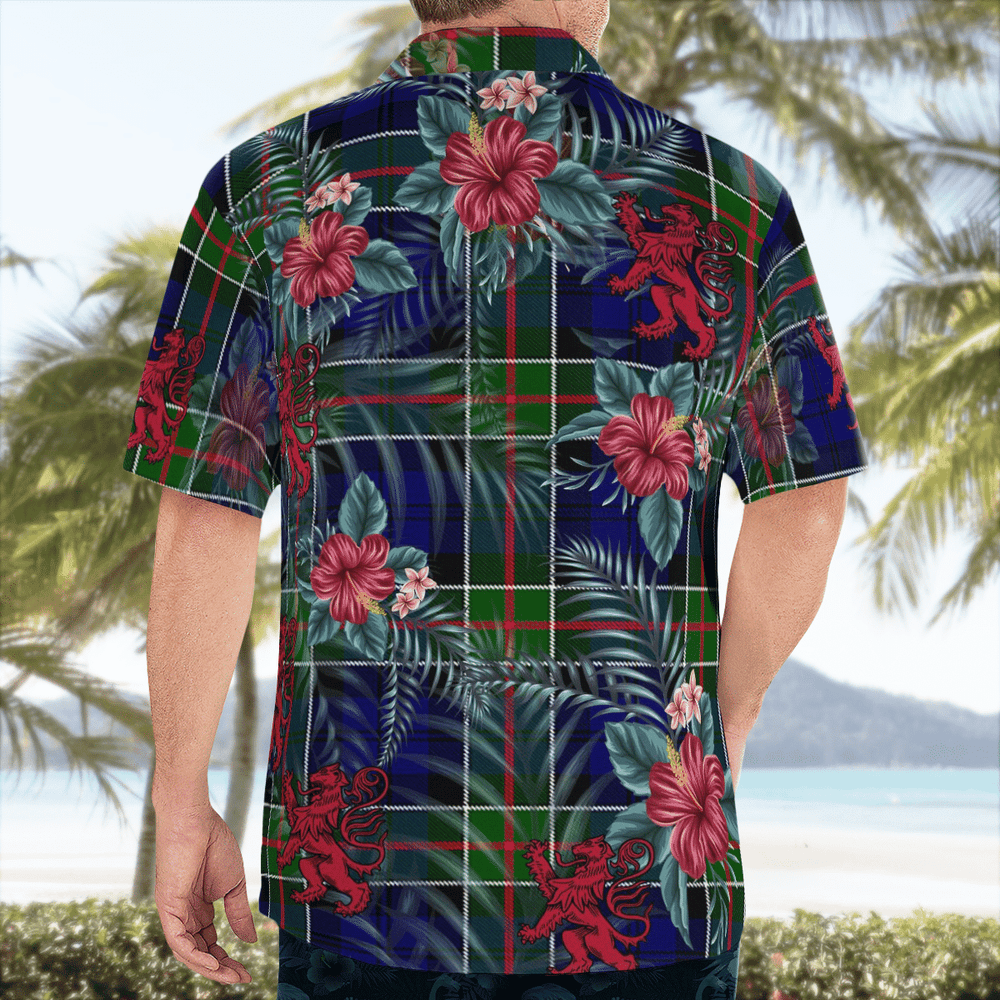 Clan Colquhoun Modern Tartan Scottish Lion Hawaiian Shirt FW75 Colquhoun Modern Tartan Tartan Hawaii Shirt   