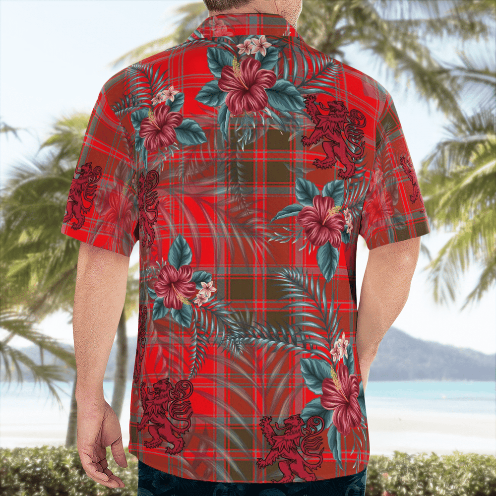 Clan Grant Weathered Tartan Scottish Lion Hawaiian Shirt IQ22 Grant Weathered Tartan Tartan Hawaii Shirt   
