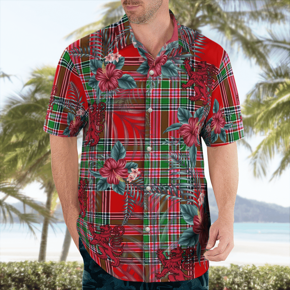 Clan MacBain Tartan Scottish Lion Hawaiian Shirt AG32 MacBain Tartan Tartan Hawaii Shirt   