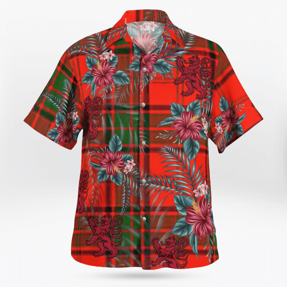 Clan Maxtone Tartan Scottish Lion Hawaiian Shirt OG38 Maxtone Tartan Tartan Hawaii Shirt   