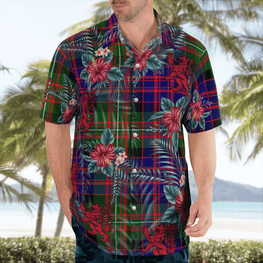 Clan MacDonnell of Glengarry Modern Tartan Scottish Lion Hawaiian Shirt CZ76 MacDonnell of Glengarry Modern Tartan Tartan Hawaii Shirt   