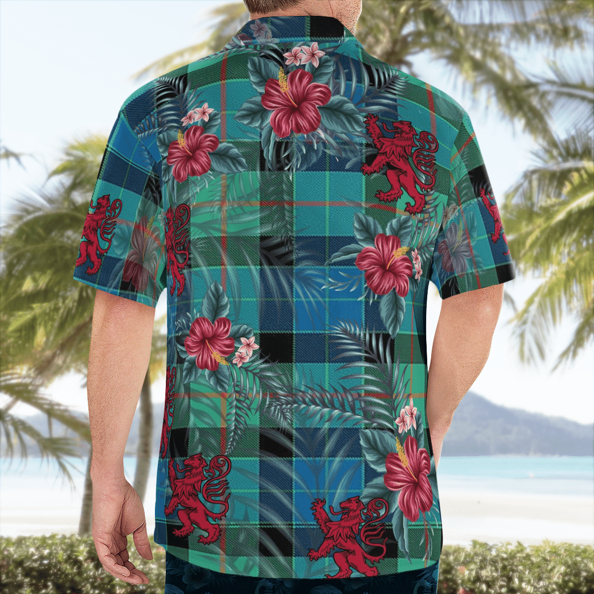 Clan Gunn Ancient Tartan Scottish Lion Hawaiian Shirt TG65 Gunn Ancient Tartan Tartan Hawaii Shirt   