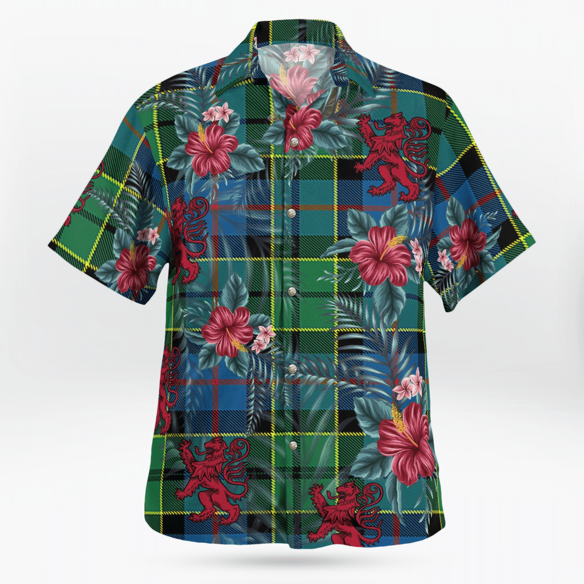 Clan Forsyth Ancient Tartan Scottish Lion Hawaiian Shirt TU44 Forsyth Ancient Tartan Tartan Hawaii Shirt   