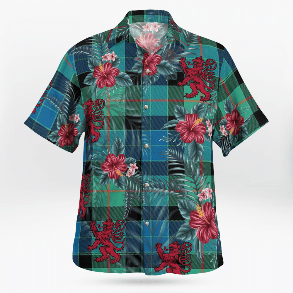 Clan Gunn Ancient Tartan Scottish Lion Hawaiian Shirt TG65 Gunn Ancient Tartan Tartan Hawaii Shirt   