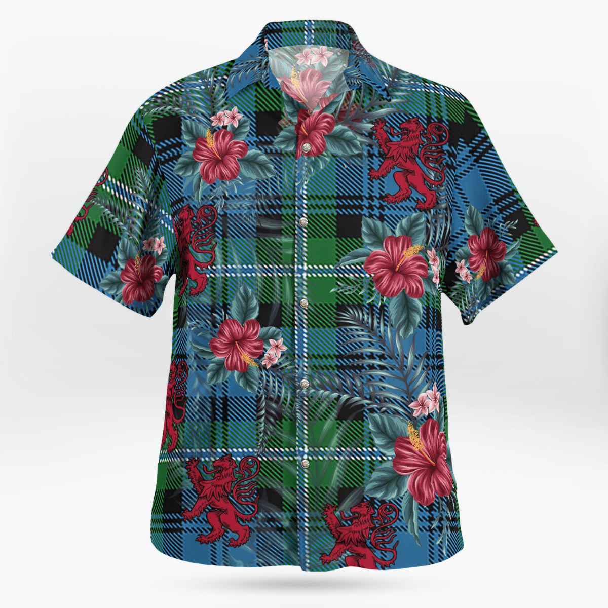 Clan Lyon Tartan Scottish Lion Hawaiian Shirt NQ60 Lyon Tartan Tartan Hawaii Shirt   