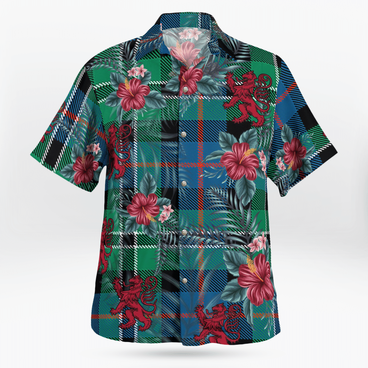 Clan Rose Hunting Ancient Tartan Scottish Lion Hawaiian Shirt VV36 Rose Hunting Ancient Tartan Tartan Hawaii Shirt   