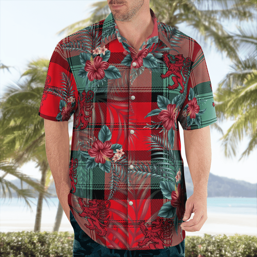 Clan Kerr Ancient Tartan Scottish Lion Hawaiian Shirt YU49 Kerr Ancient Tartan Tartan Hawaii Shirt   
