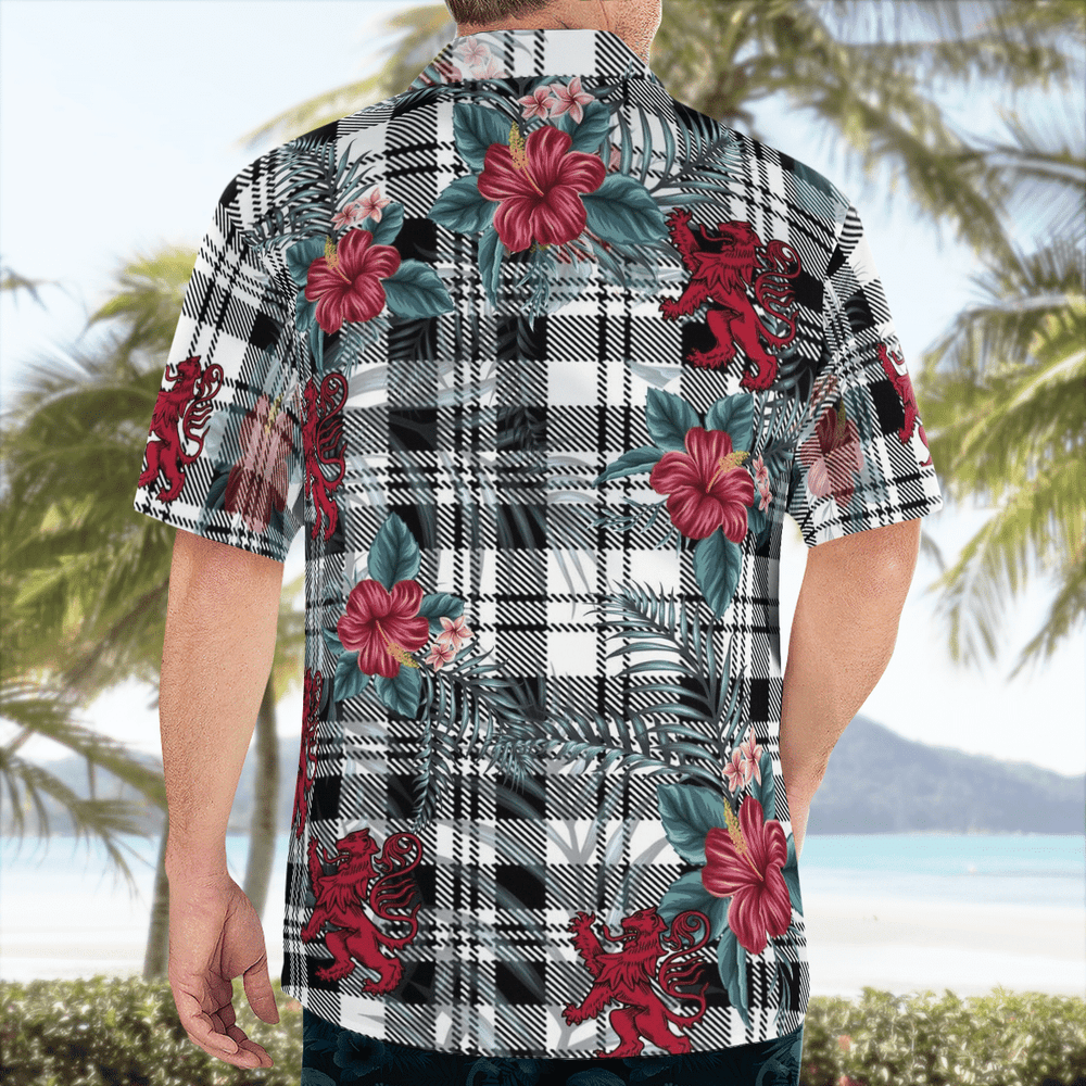 Clan Scott Black & White Modern Tartan Scottish Lion Hawaiian Shirt ZD78 Scott Black & White Modern Tartan Tartan Hawaii Shirt   