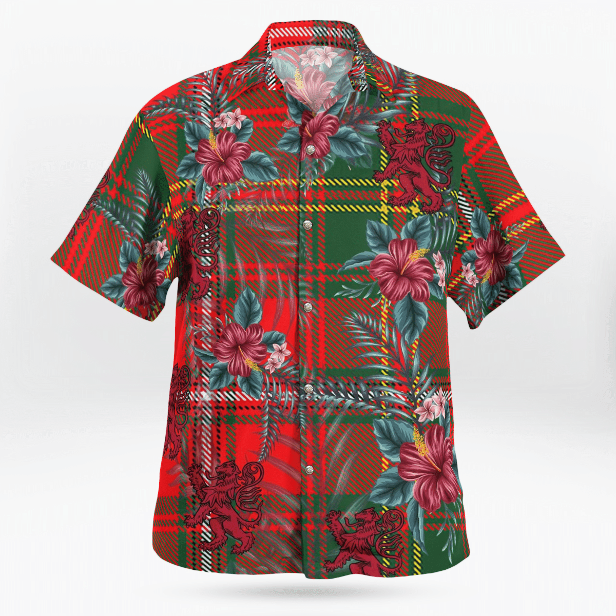 Clan Hay Modern Tartan Scottish Lion Hawaiian Shirt QI68 Hay Modern Tartan Tartan Hawaii Shirt   
