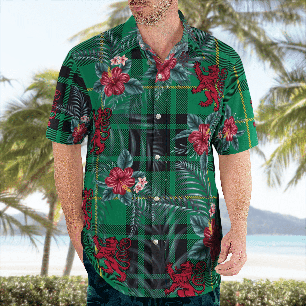 Clan MacArthur Ancient Tartan Scottish Lion Hawaiian Shirt SI22 MacArthur Ancient Tartan Tartan Hawaii Shirt   