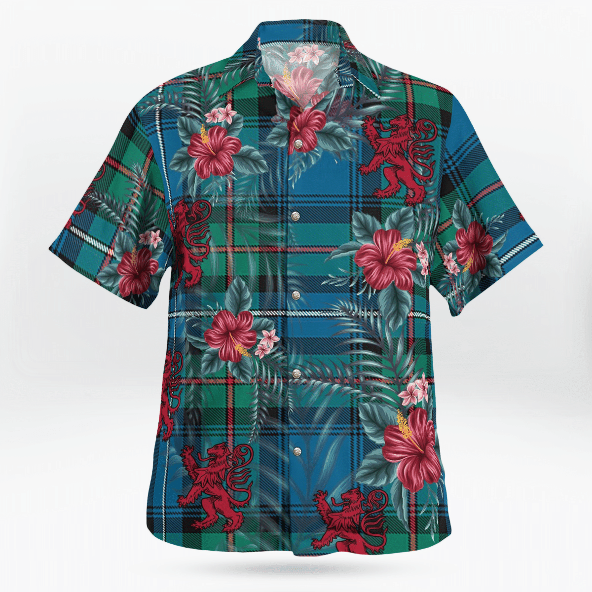 Clan Robertson Hunting Ancient Tartan Scottish Lion Hawaiian Shirt SR58 Robertson Hunting Ancient Tartan Tartan Hawaii Shirt   