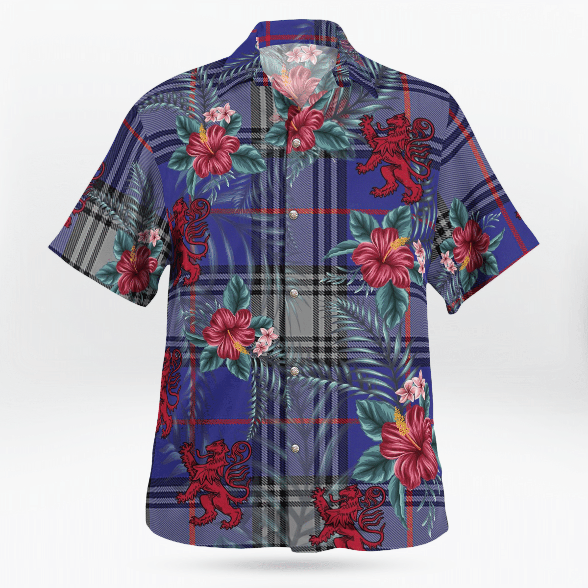 Clan Kinnaird Tartan Scottish Lion Hawaiian Shirt HF45 Kinnaird Tartan Tartan Hawaii Shirt   