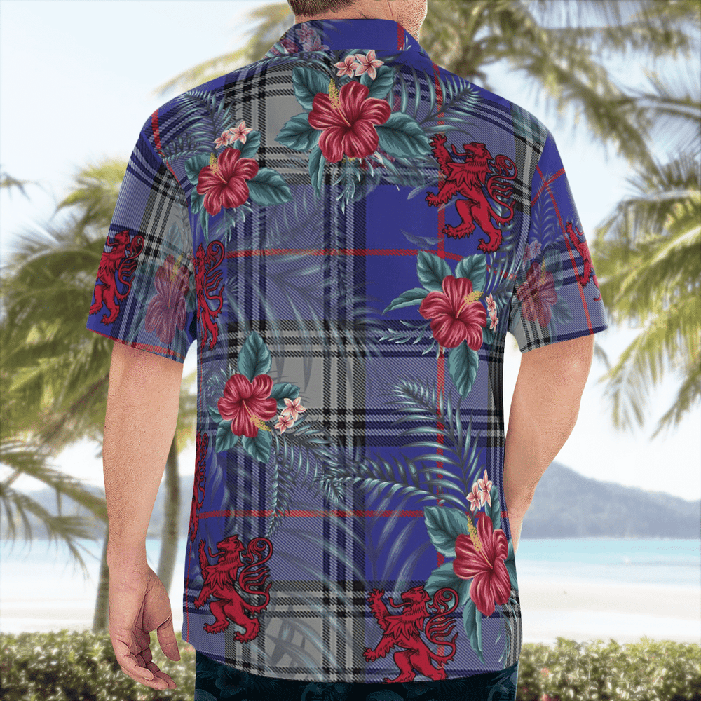 Clan Kinnaird Tartan Scottish Lion Hawaiian Shirt HF45 Kinnaird Tartan Tartan Hawaii Shirt   