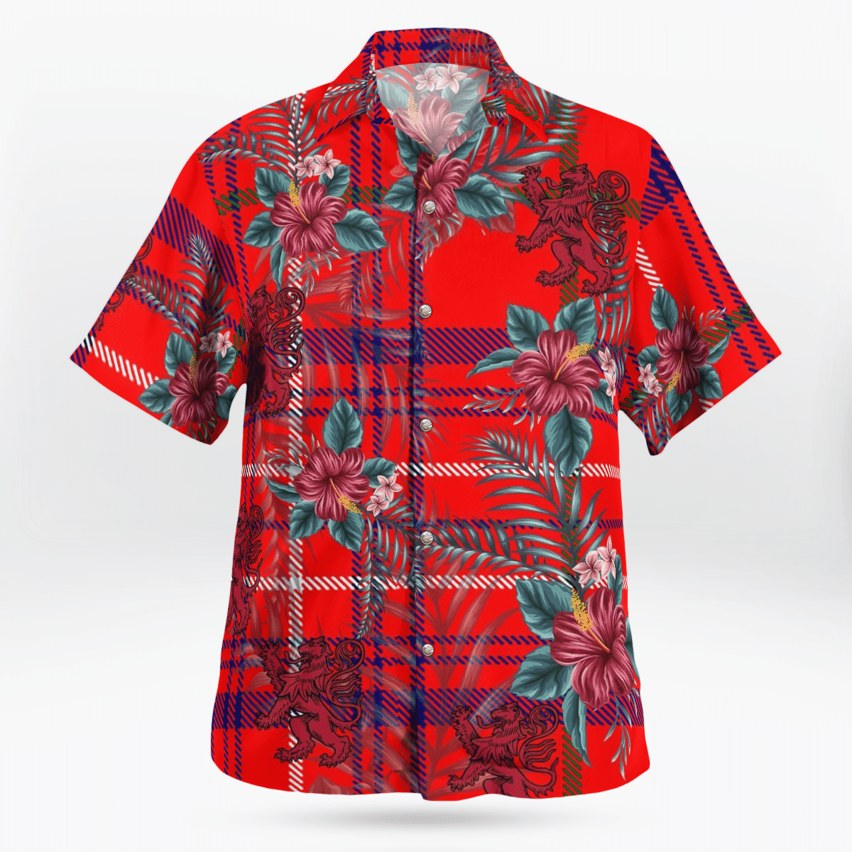 Clan Rose Tartan Scottish Lion Hawaiian Shirt KZ11 Rose Tartan Tartan Hawaii Shirt   
