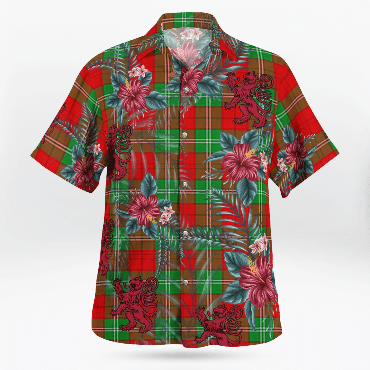 Clan Lennox Tartan Scottish Lion Hawaiian Shirt ZJ38 Lennox Tartan Tartan Hawaii Shirt   