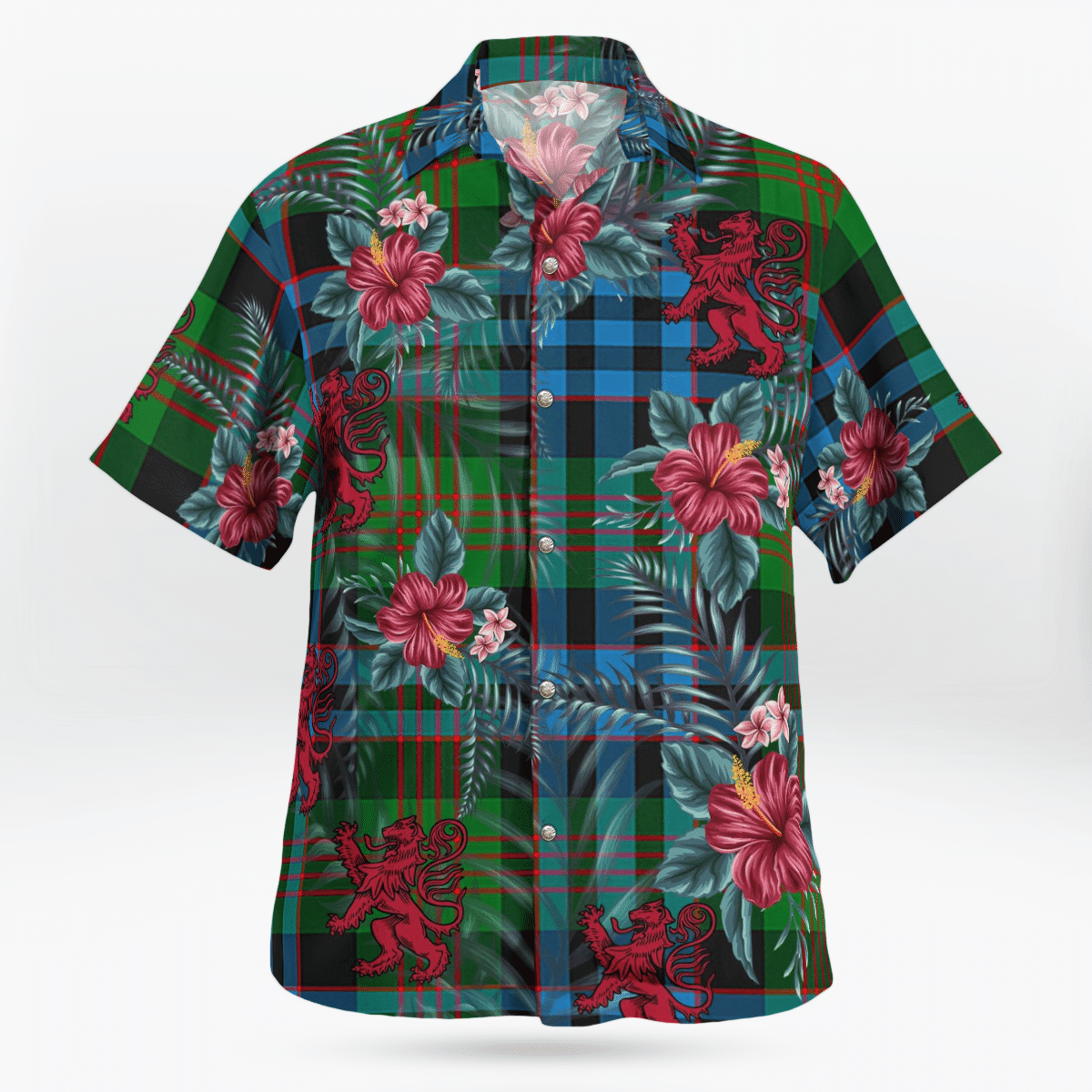 Clan Newlands Tartan Scottish Lion Hawaiian Shirt RD11 Newlands Tartan Tartan Hawaii Shirt   