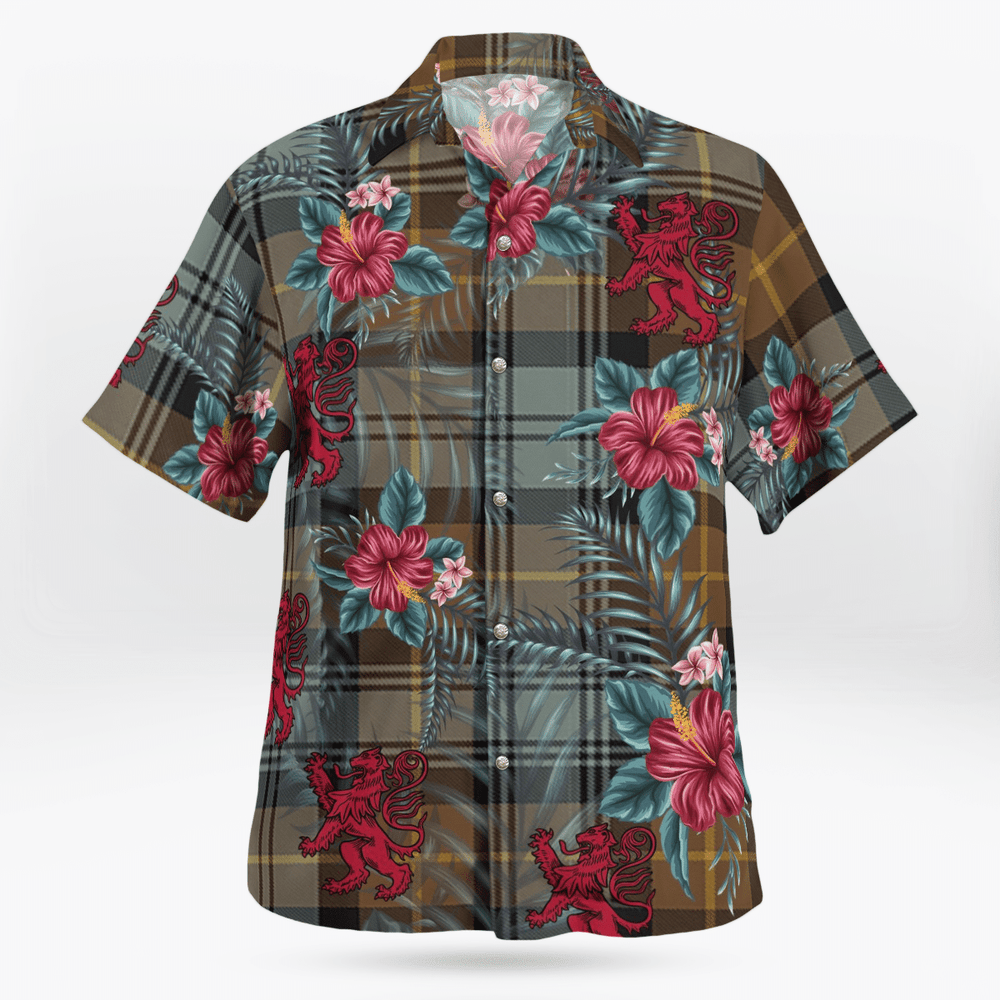 Clan Gordon Weathered Tartan Scottish Lion Hawaiian Shirt DD69 Gordon Weathered Tartan Tartan Hawaii Shirt   