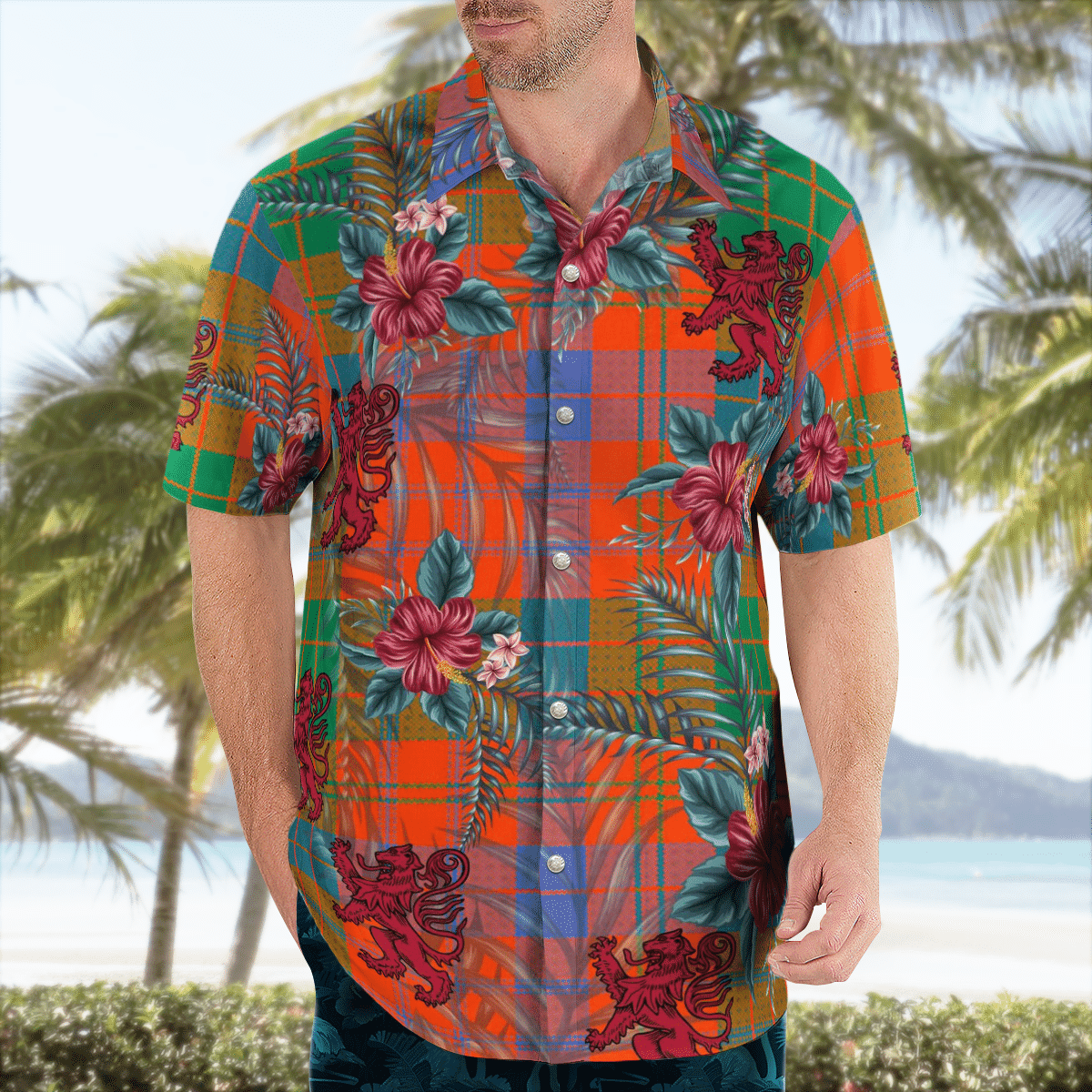 Clan Ross Ancient Tartan Scottish Lion Hawaiian Shirt DL28 Ross Ancient Tartan Tartan Hawaii Shirt   
