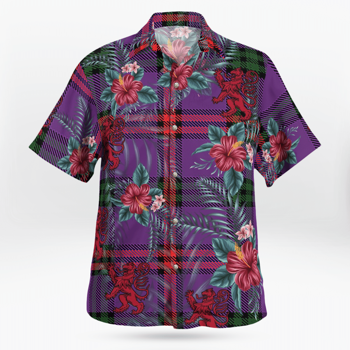 Clan Montgomery Modern Tartan Scottish Lion Hawaiian Shirt CN93 Montgomery Modern Tartan Tartan Hawaii Shirt   