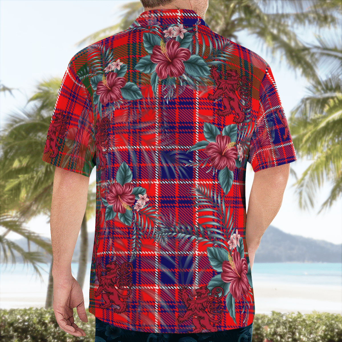 Clan MacRae Modern Tartan Scottish Lion Hawaiian Shirt MN98 MacRae Modern Tartan Tartan Hawaii Shirt   