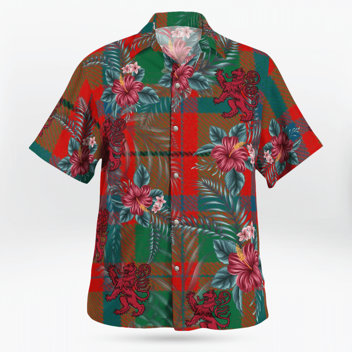 Clan McIlvian Tartan Scottish Lion Hawaiian Shirt TY75 McIlvian Tartan Tartan Hawaii Shirt   