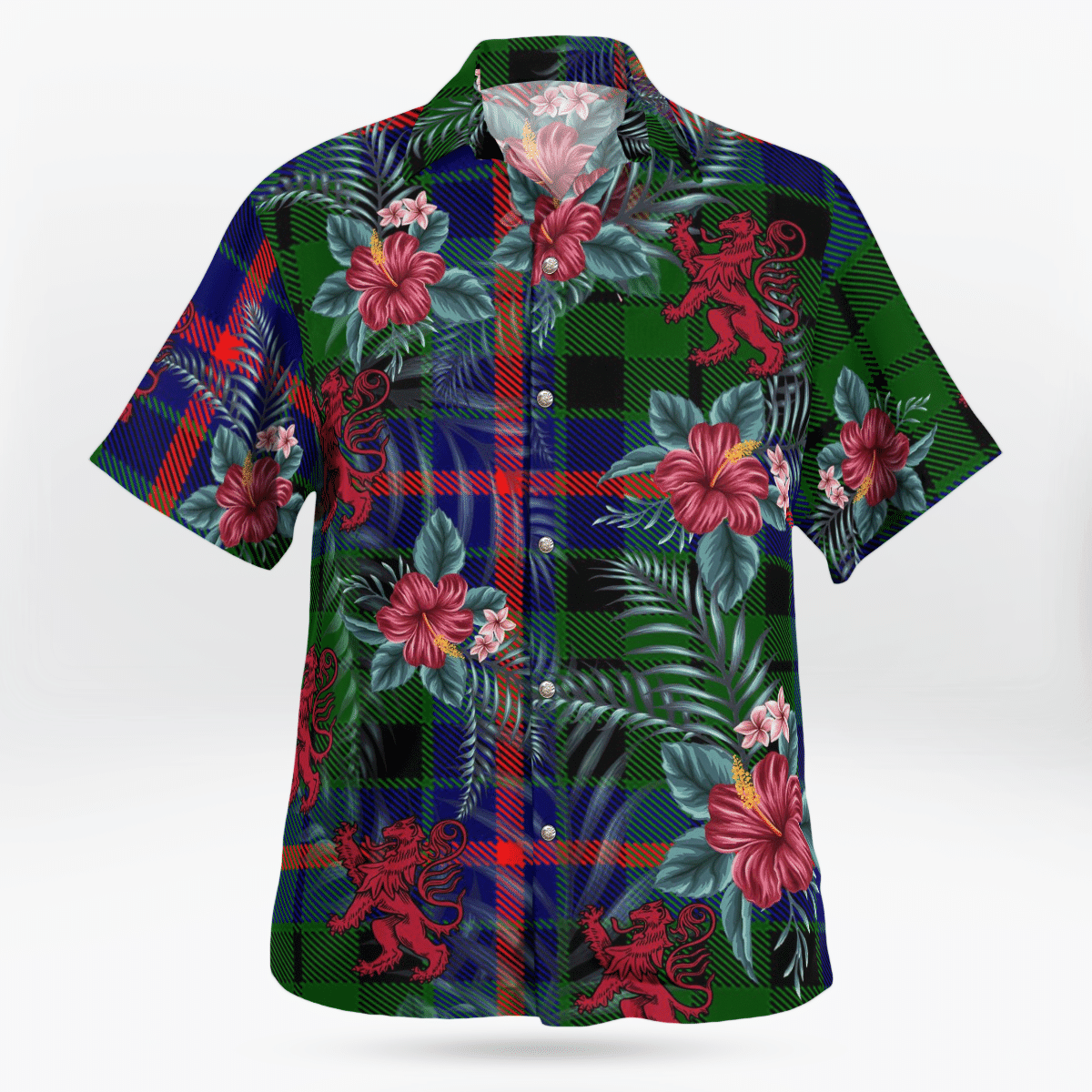 Clan Morrison Modern Tartan Scottish Lion Hawaiian Shirt HP49 Morrison Modern Tartan Tartan Hawaii Shirt   