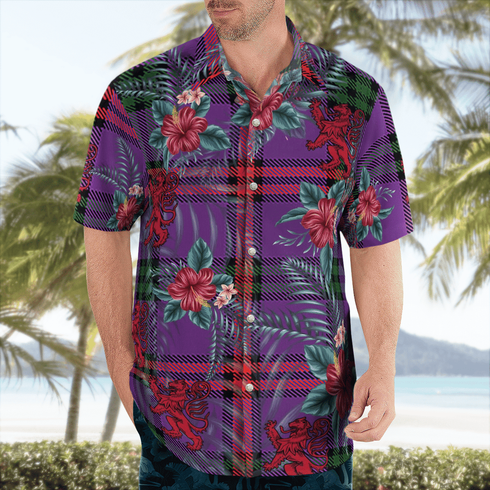 Clan Montgomery Modern Tartan Scottish Lion Hawaiian Shirt CN93 Montgomery Modern Tartan Tartan Hawaii Shirt   