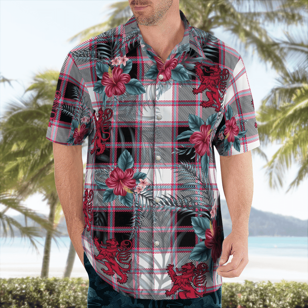 Clan MacPherson Hunting Modern Tartan Scottish Lion Hawaiian Shirt PK15 MacPherson Hunting Modern Tartan Tartan Hawaii Shirt   