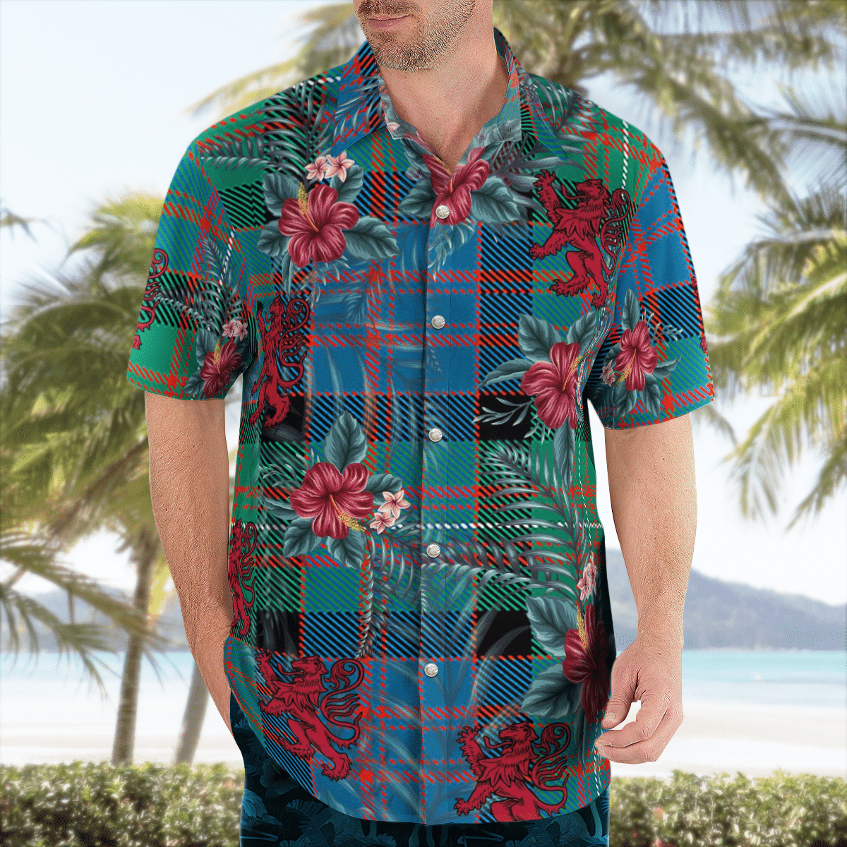 Clan Clan MacDonnell of Glengarry Ancient Tartan Scottish Lion Hawaiian Shirt ZO96 MacDonnell of Glengarry Ancient Tartan Tartan Hawaii Shirt   