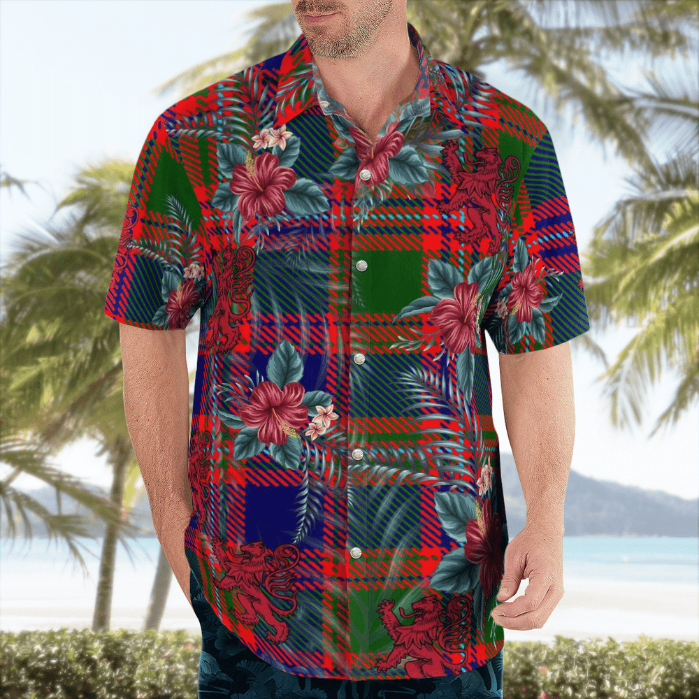 Clan MacIntyre Modern Tartan Scottish Lion Hawaiian Shirt BG54 MacIntyre Modern Tartan Tartan Hawaii Shirt   