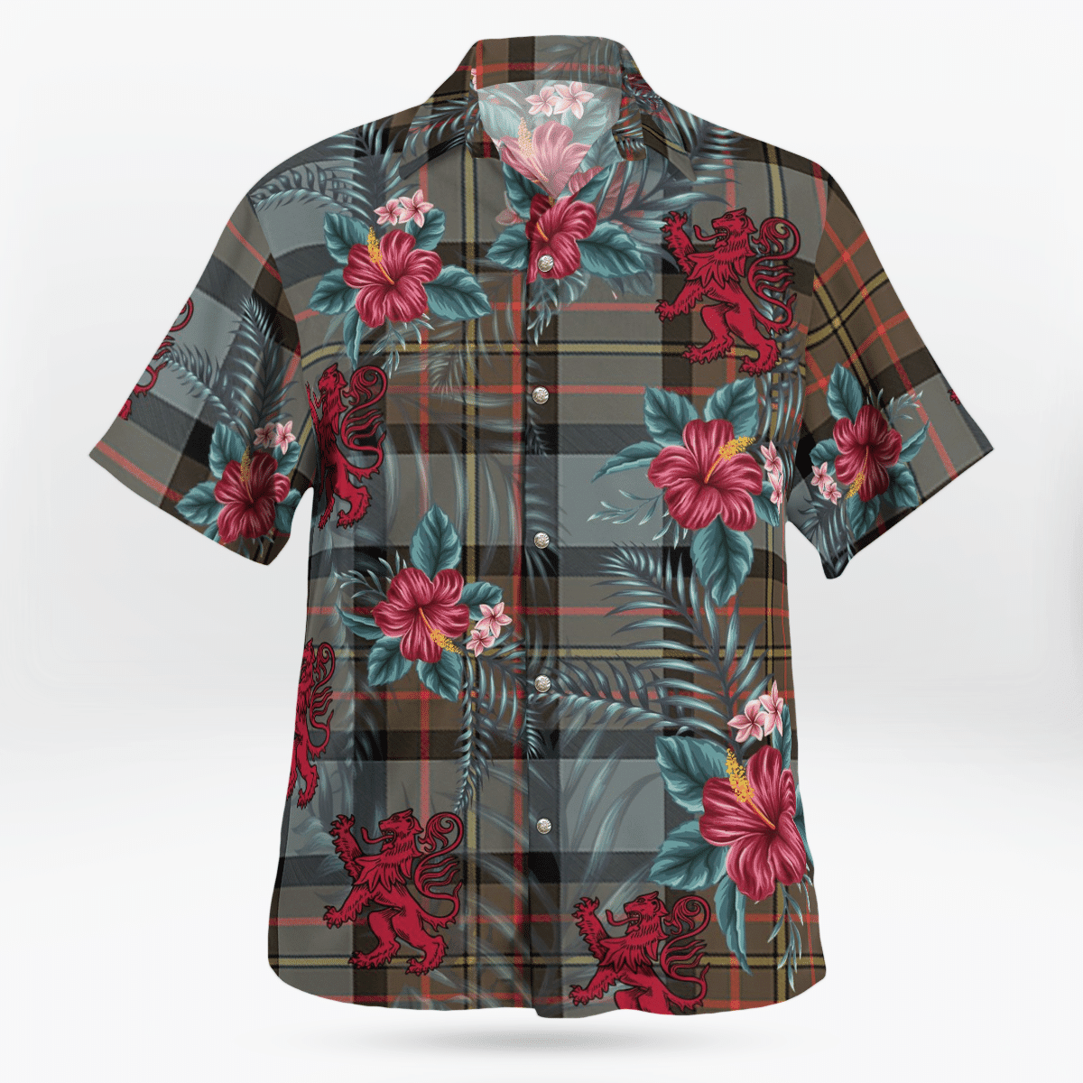 Clan MacLaren Weathered Tartan Scottish Lion Hawaiian Shirt WZ11 MacLaren Weathered Tartan Tartan Hawaii Shirt   