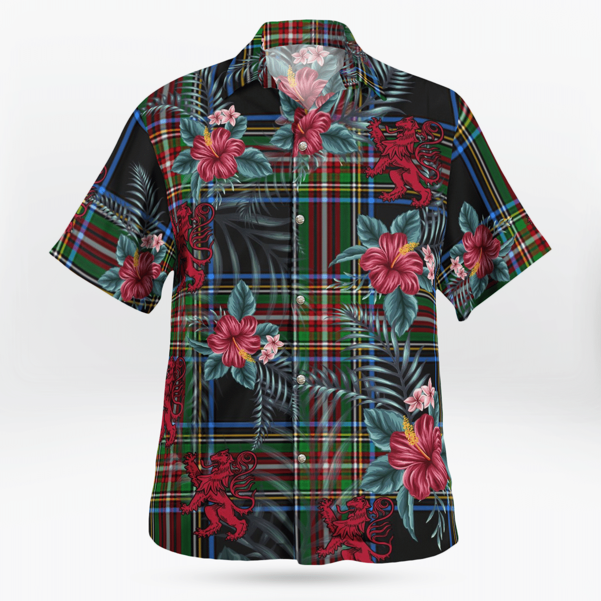 Clan Lyle Tartan Scottish Lion Hawaiian Shirt IR10 Lyle Tartan Tartan Hawaii Shirt   