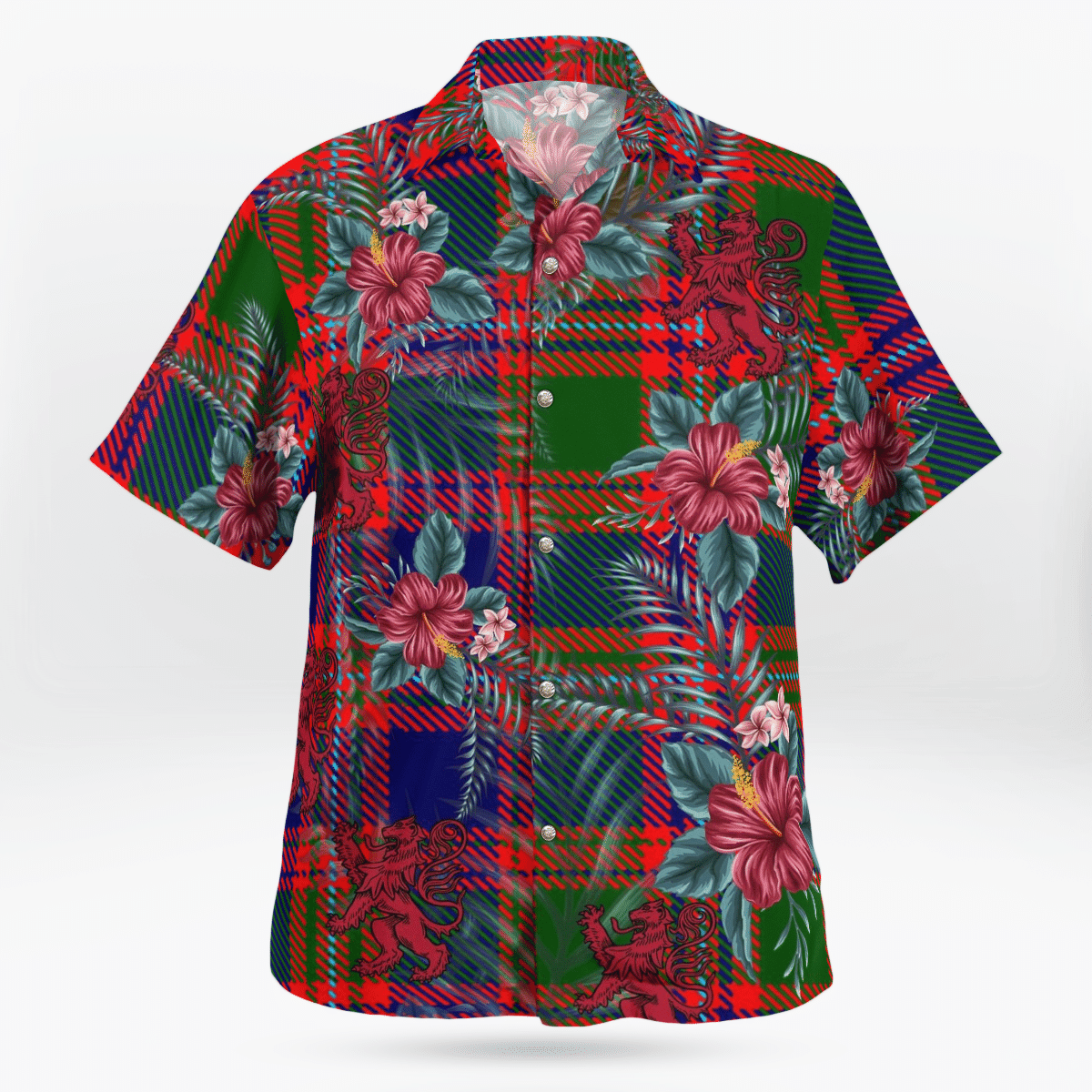 Clan MacIntyre Modern Tartan Scottish Lion Hawaiian Shirt BG54 MacIntyre Modern Tartan Tartan Hawaii Shirt   